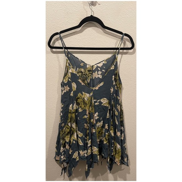 FREE PEOPLE Alyson Go To Gauze V-Neck Green Floral Top - Picture 5 of 7